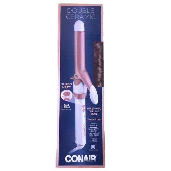 Conair Double Ceramic Classic Curls Curling Iron Dual Barrel Hair Styler 25mm - Picture 3 of 7
